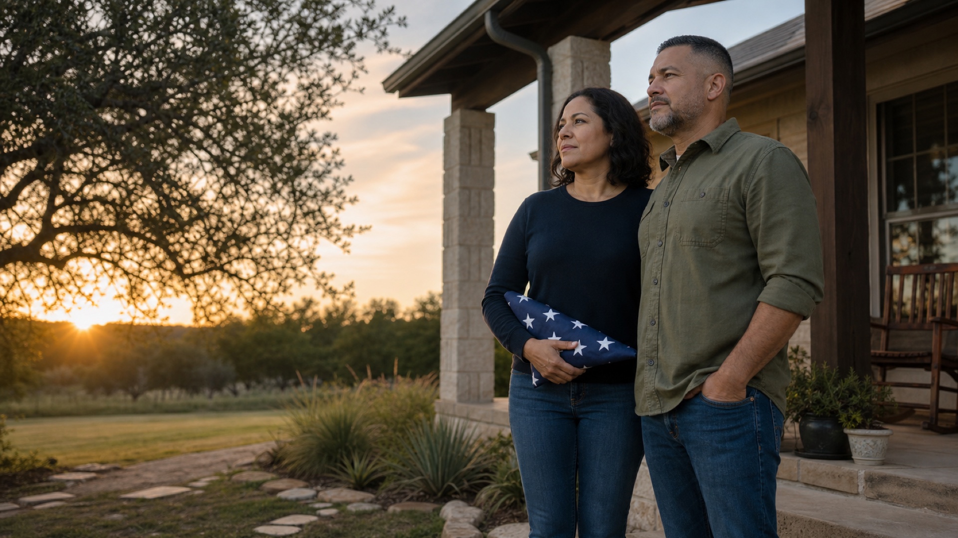 Texas veteran homeowners at sunrise